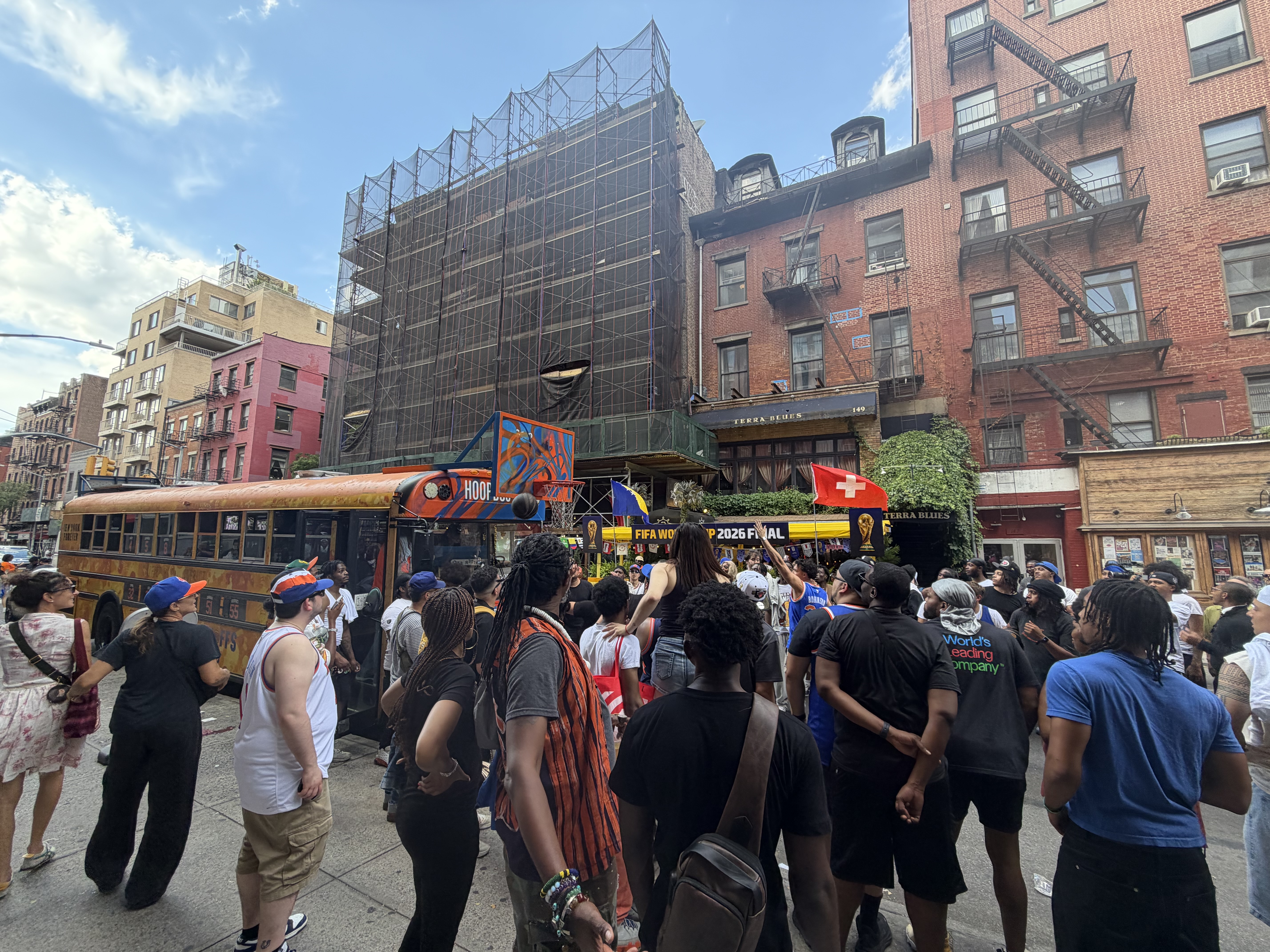 Crowd gathered on a New York City street during the celebration.
